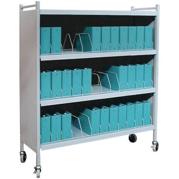 Omnimed Big Beam Vertical Cabinet Rack 4 Shelves 36 Chart Capacity Beige