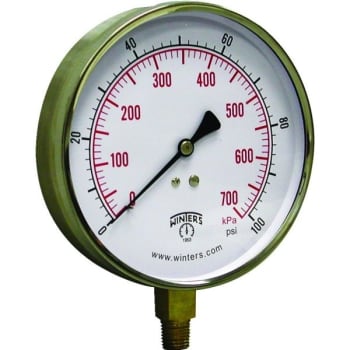 Image for Winters 4-1/2" Dial 0-60 PSI Contractor Gauge With Bottom Mount from HD Supply