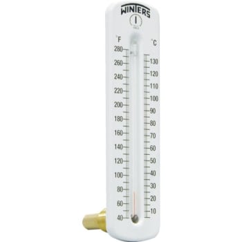 Winters Hot Water Thermometer, 8" Scale, 40-280°F, 1/2" NPT, Angled Connection