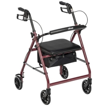 Image for Drive Medical Design Rollator, 6" 4 Wheel Padded Seat Red from HD Supply