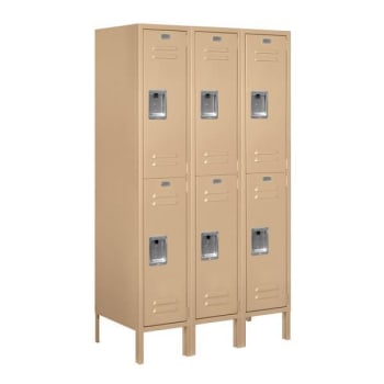 Salsbury Industries® Tan-Double Tier Standard Metal Locker 5 Feet X 18 Inches