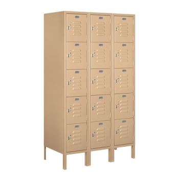 Image for Salsbury Industries® Tan-Five Tier Box-Standard Metal Locker 5 Feet X 18 Inches from HD Supply