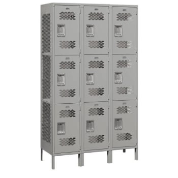 Salsbury Industries® Gray-Triple Tier Vented Metal Locker 6 Feet X 18 Inches