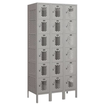 Salsbury Industries® Gray- Six Tier Box-Vented Metal Locker 6 Feet X 18 Inches