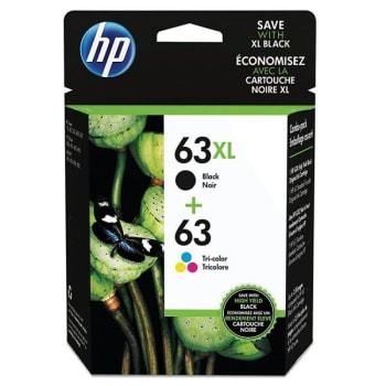 HP 63XL/63 High-Yield Black And Standard Yield Tri-color Ink Cartridge Set