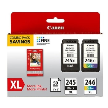 Image for Canon 8278B005 High-Yield Black/Tricolor Ink Cartridge And Paper Combo Pack from HD Supply