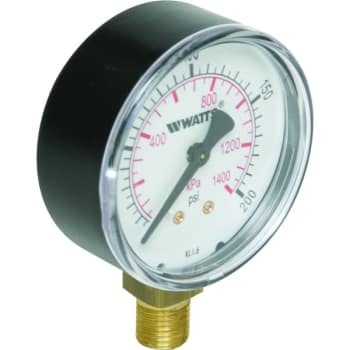 Image for Watts 2-1/2" Dial 0-200 PSI Pressure Gauge With Bottom Mount from HD Supply
