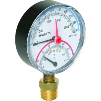 Image for Watts 3" Dial 60-320 Psi Pressure And Temperature Gauge With Bottom Mount from HD Supply