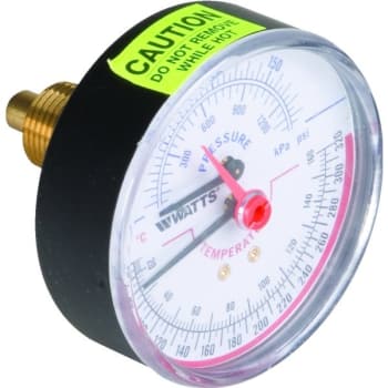 Image for Watts 3" Dial 60-320 Psi Pressure / Temperature Gauge With Center Back Mount from HD Supply
