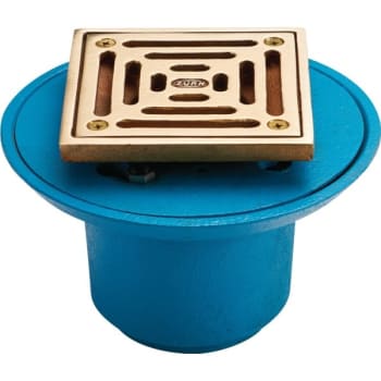 Zurn FD2254-IP2-BS4 2" Cast Iron Threaded Drain With 4" Square Brass Top