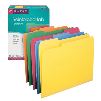 Image for SMEAD® Assorted Color Reinforced Tab File Folder, Package Of 100 from HD Supply