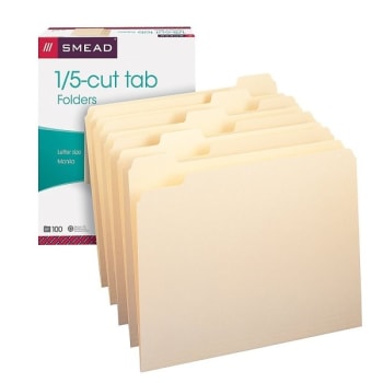 Image for SMEAD® 1/5 Cut Manila File Folder, Package Of 100 from HD Supply