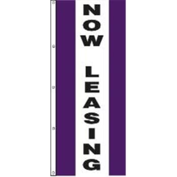 Image for Vertical Now Leasing Striped Flag, Purple/White/Purple, 3' x 8' from HD Supply