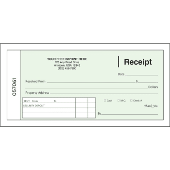 Rent Receipt Book Duplicate In Green With Imprint | HD Supply