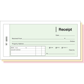 Image for Rent Receipt Book Triplicate In Green With Imprint from HD Supply