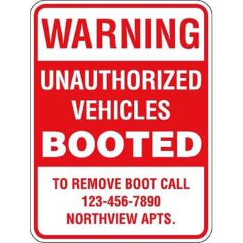 Image for Warning/Unauthorized Vehicles Booted Sign, Non-Reflective, 18 x 24" from HD Supply