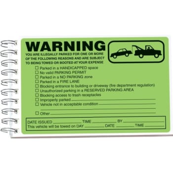 "Warning/Illegally Parked" Violation Stickers, 8 x 5, Book of 50