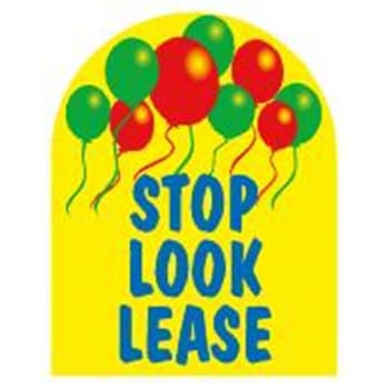 Coroplast Stop! Look! Lease! Arched Amenity Sign, Balloons, 24 x 30