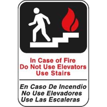 Image for Bilingual In Case Of Fire Acrylic Architectural Sign, Two-Color, 6 X 9 from HD Supply