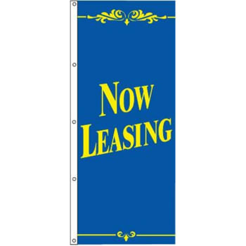 Image for Now Leasing Flag, Blue/yellow, 3' X 8' from HD Supply