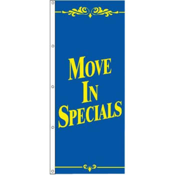 Move In Specials Flag, Blue/yellow, 3' X 8'