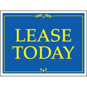 Image for Aluminum Lease Today Amenity Sign, Blue/Yellow, 24 x 18 from HD Supply