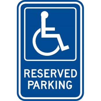 "RESERVED Parking" Disabled Parking Sign, Blue Reflective, 12 x 18"