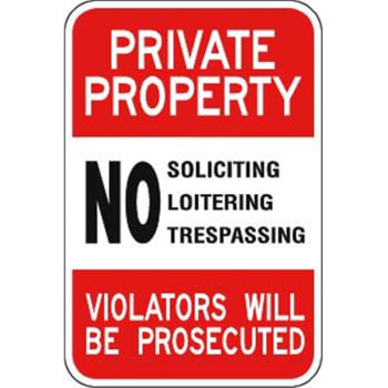 Image for "PRIVATE PROPERTY/No Soliciting" Sign, Reflective, 12 x 18" from HD Supply
