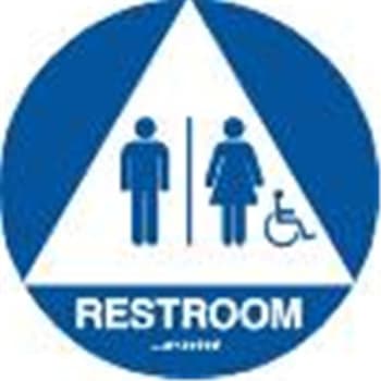Image for Unisex Restroom With Symbol Braille Sign California Code, Blue, 12" Diameter from HD Supply