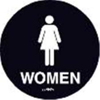 Image for Women Restroom Interior Braille Sign, California Code, Black, 11" X 9-3/4" from HD Supply