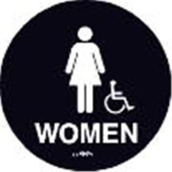 Image for Women/symbol Restroom Braille Sign, California Code, Black, 11" X 9-3/4" from HD Supply