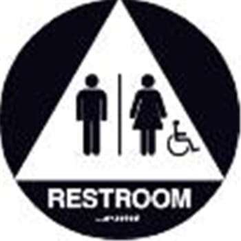 Image for Unisex Restroom With Symbol Braille Sign California Code, Black, 12" Diameter from HD Supply