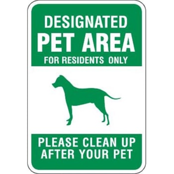 Image for Designated Pet Area Sign, Non-Reflective, 12 X 18 from HD Supply