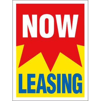 Image for Coroplast Now Leasing Vertical Burst Amenity Sign, Red, 18 X 24 from HD Supply
