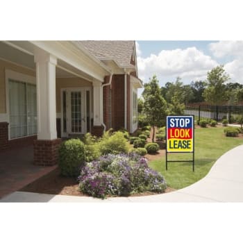 Coroplast Now Leasing Vertical Amenity Sign, Blue/Red/Yellow, 18 x 24