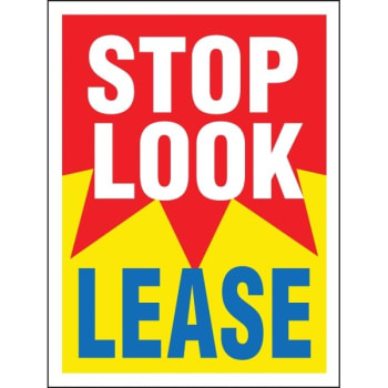 Image for Aluminum Stop! Look! Lease! Vertical Burst Amenity Sign, Red, 18 X 24 from HD Supply