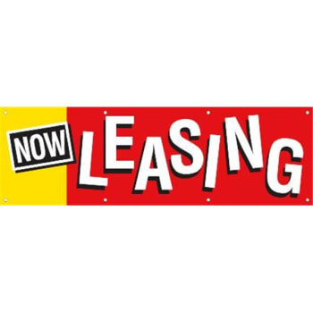Image for Horizontal Now Leasing Banner, Red/Yellow, 10' x 3' from HD Supply