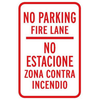 Image for Bilingual No Parking Fire Lane Sign, Non-Reflective, 12 X 18 from HD Supply