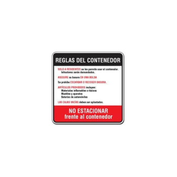 Image for Spanish Dumpster Rules Sign, Reflective, 24 X 24 from HD Supply