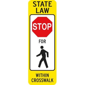 Image for State Law/stop For Pedestrians Sign, High Intensity, 12 X 36 from HD Supply