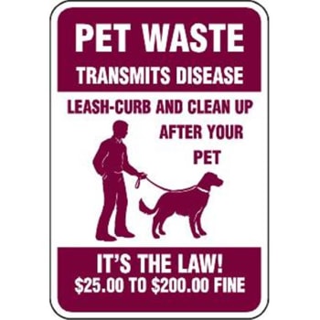 Image for Pet Waste It's The Law Sign, Red Burgundy, Non-Reflective, 12 X 18 from HD Supply