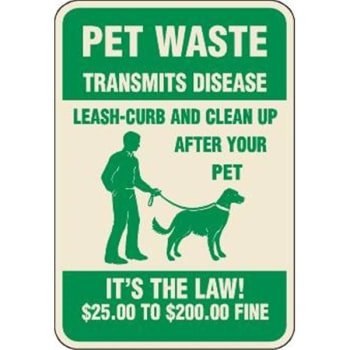 Image for Pet Waste It's The Law Sign, Ivory, Non-Reflective, 12 X 18 from HD Supply