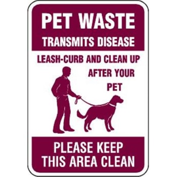 Image for Pet Waste Please Keep Area Clean Sign Burgundy, Non-Reflective, 12 X 18 from HD Supply