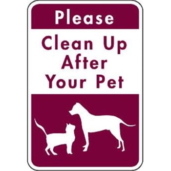 Image for Please Clean Up After Your Pet Sign, Burgundy Non-Reflective, 12 X 18 from HD Supply
