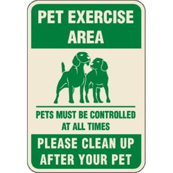 Image for "pet Exercise Area" Sign, Ivory, Non-reflective, 12 X 18" from HD Supply