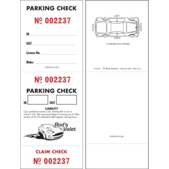 Image for Personalized Valet Tickets, 3-Part, 2-1/2" x 6-3/4", Pack Of 500 from HD Supply