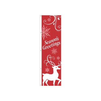 Holiday Flag, "Seasons Greetings" Red/White Raindeer Design, 3' x 10'