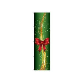 Holiday Themed Vertical Flag, Magical Gift, Green/gold With A Red Bow, 3' X 10'