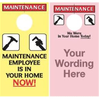 Image for Two Sided Maintenance Door Tags, Semi-Custom, 3-1/2 X 6-3/4 from HD Supply