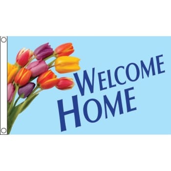 Horizontal "welcome Home" Flag, Tulips, 5' X 3'